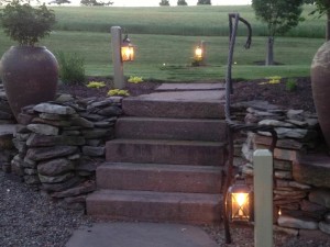 Stone steps with lightscaping